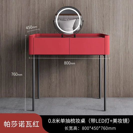 MMOOKA Italian Minimalist Dressing Table Modern Bedroom Mirror Jewelry Box Password Lock
