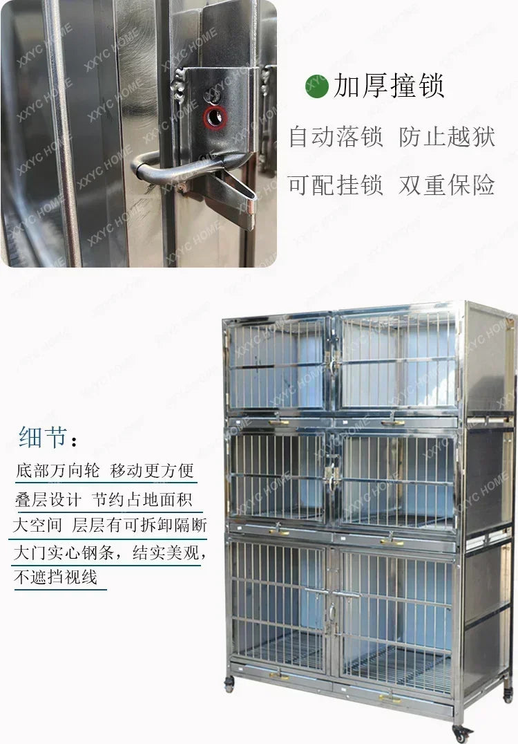 MMOOKA Stainless Steel Dog Cage Multi-Layer Pet Display Cabinet Pet Hospital Hospital Cage Display Cage