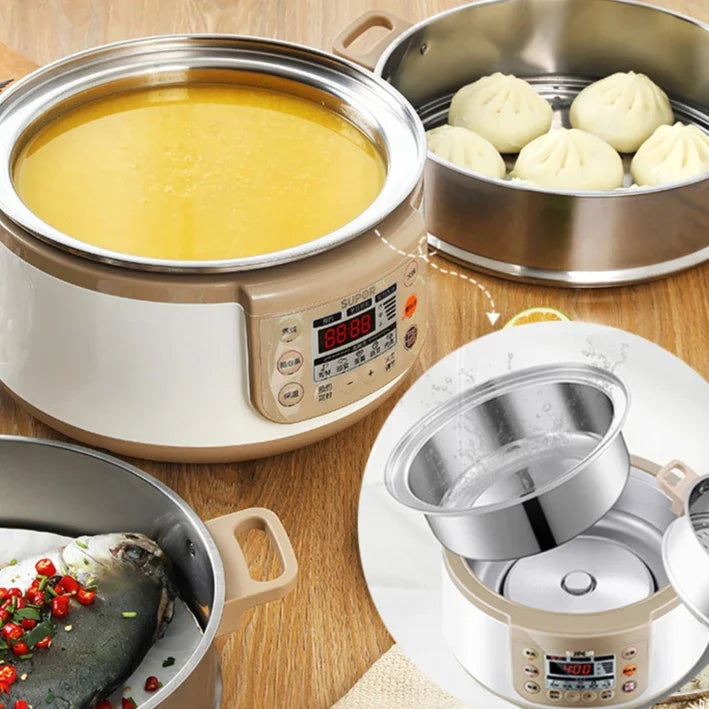 Supor Stainless Steel Electric Steamer, a Multifunctional Integrated Pot for Household Hot Pot, Cooking and Vegetable Steaming