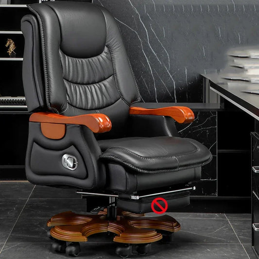 MMOOKA Luxury Leather Boss Office Chair Ergonomic Orange Office Chair With Footrest Sleep Comfort Cadeira Gamer Office Desk Furniture