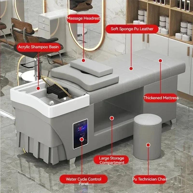 Shampoo lavello sedia da salone Testa Spa Letto da massaggio Acqua Rasatura Sedia da salone Fumigazione Testa Bacino cosmetico