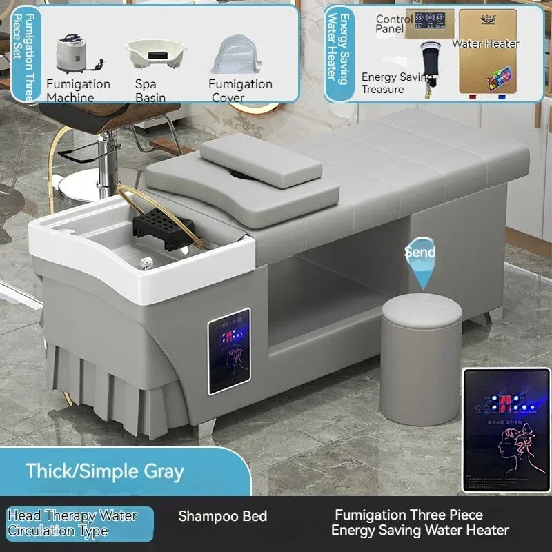 Shampoo lavello sedia da salone Testa Spa Letto da massaggio Acqua Rasatura Sedia da salone Fumigazione Testa Bacino cosmetico