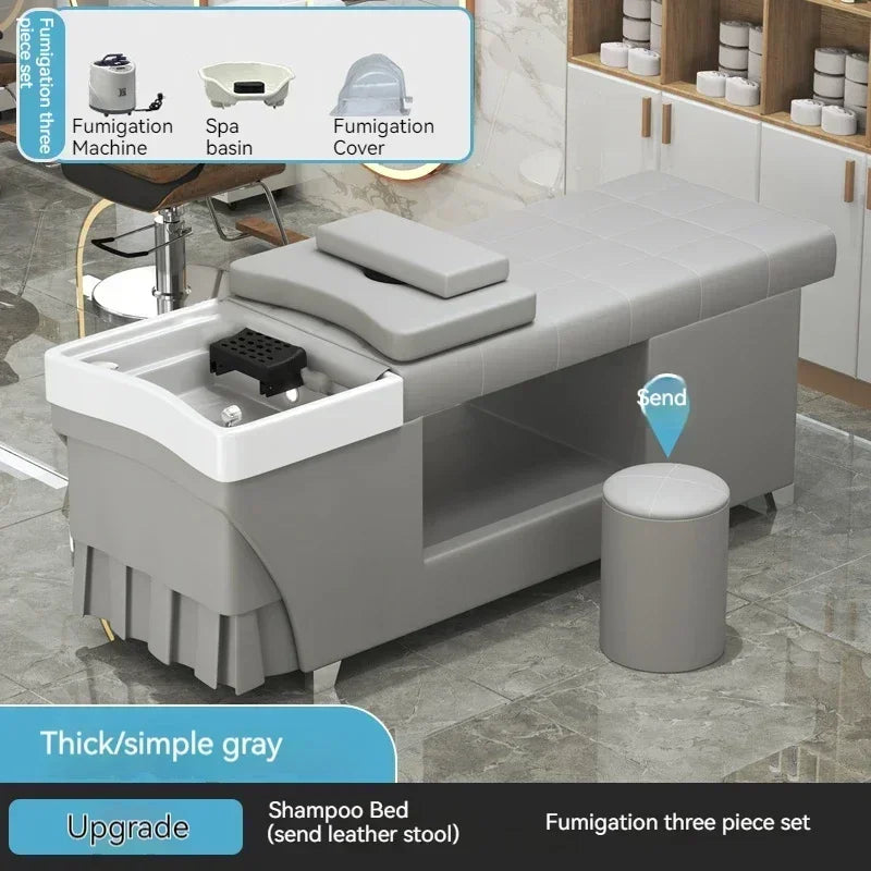 Shampoo lavello sedia da salone Testa Spa Letto da massaggio Acqua Rasatura Sedia da salone Fumigazione Testa Bacino cosmetico