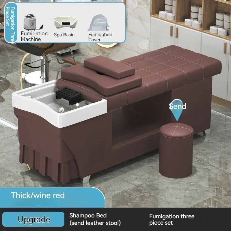 Shampoo lavello sedia da salone Testa Spa Letto da massaggio Acqua Rasatura Sedia da salone Fumigazione Testa Bacino cosmetico