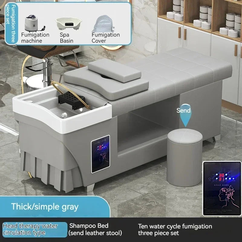 Shampoo lavello sedia da salone Testa Spa Letto da massaggio Acqua Rasatura Sedia da salone Fumigazione Testa Bacino cosmetico