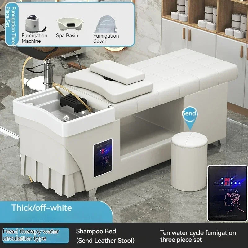 Shampoo lavello sedia da salone Testa Spa Letto da massaggio Acqua Rasatura Sedia da salone Fumigazione Testa Bacino cosmetico