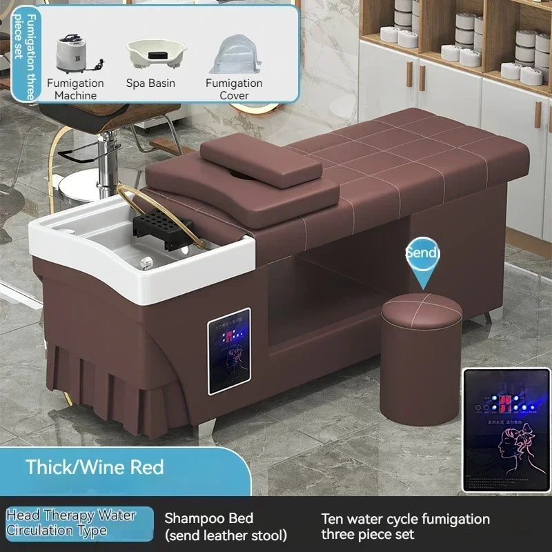 Shampoo lavello sedia da salone Testa Spa Letto da massaggio Acqua Rasatura Sedia da salone Fumigazione Testa Bacino cosmetico