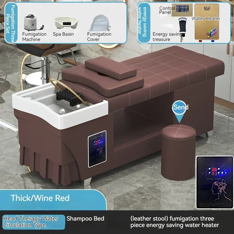 Shampoo lavello sedia da salone Testa Spa Letto da massaggio Acqua Rasatura Sedia da salone Fumigazione Testa Bacino cosmetico