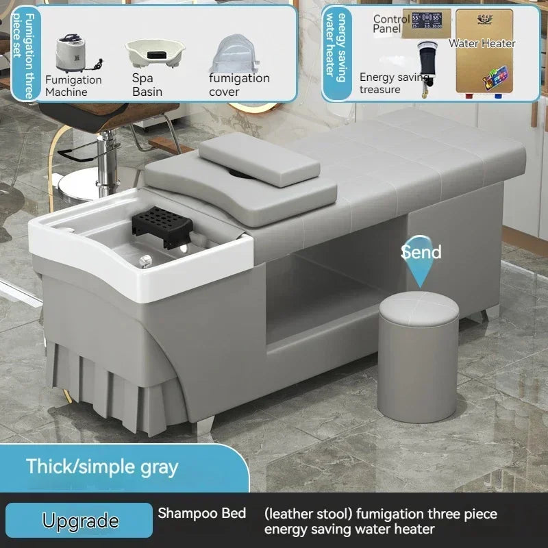 Shampoo lavello sedia da salone Testa Spa Letto da massaggio Acqua Rasatura Sedia da salone Fumigazione Testa Bacino cosmetico