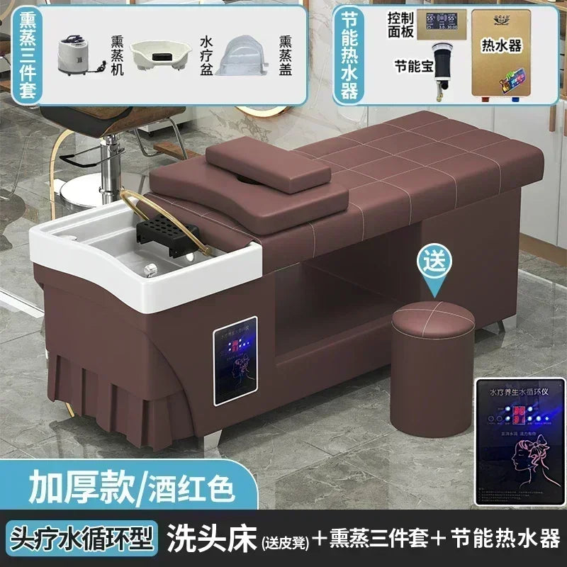 Shampoo lavello sedia da salone Testa Spa Letto da massaggio Acqua Rasatura Sedia da salone Fumigazione Testa Bacino cosmetico