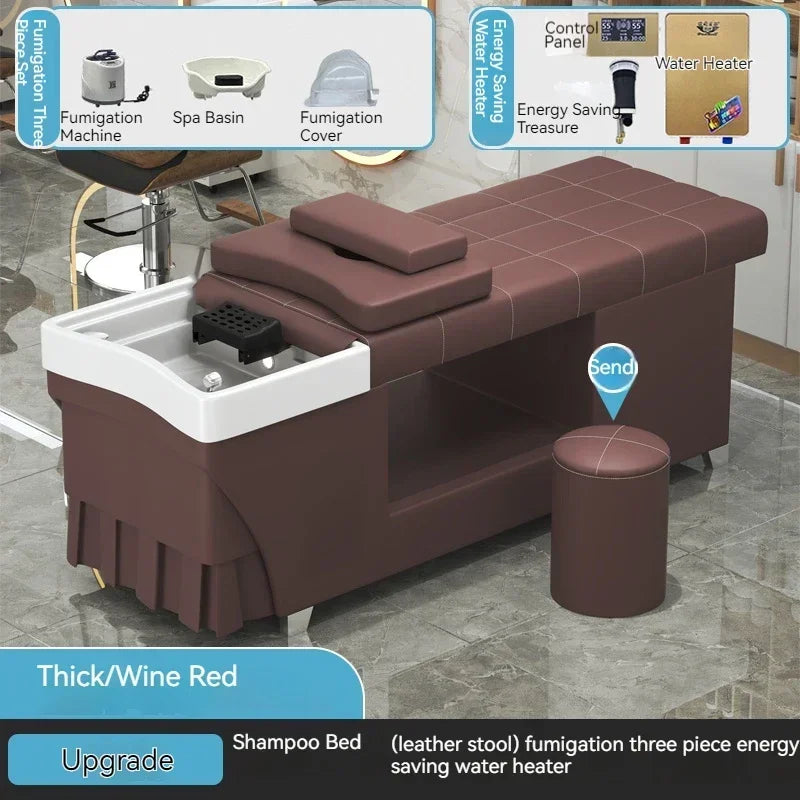 Shampoo lavello sedia da salone Testa Spa Letto da massaggio Acqua Rasatura Sedia da salone Fumigazione Testa Bacino cosmetico