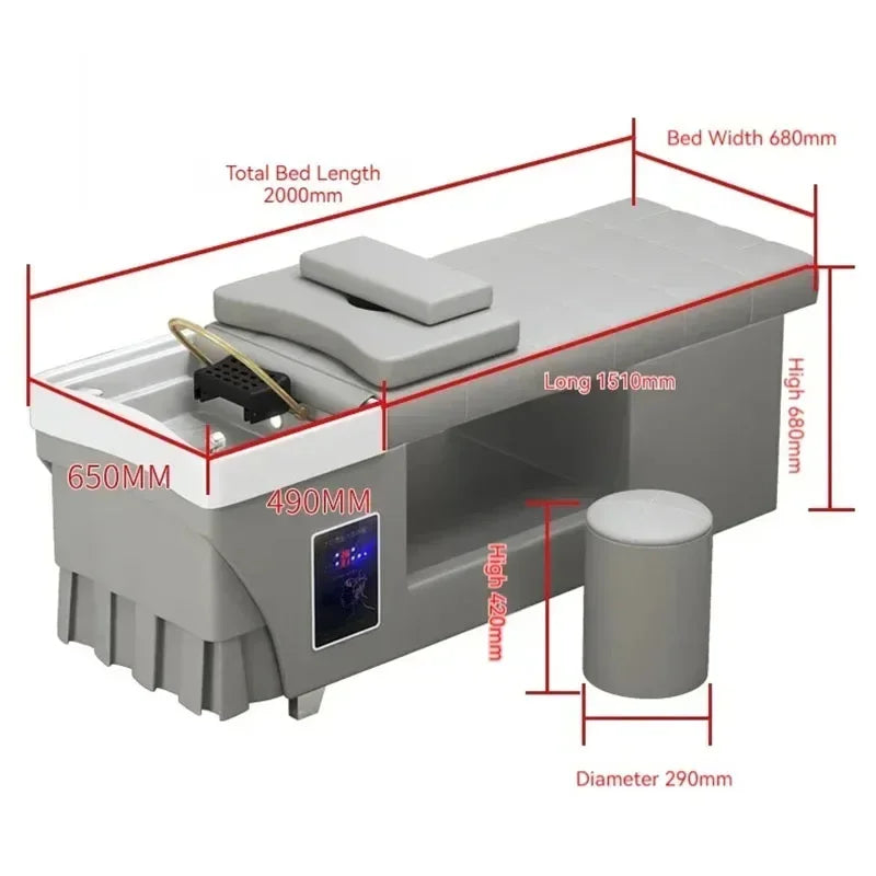 Shampoo lavello sedia da salone Testa Spa Letto da massaggio Acqua Rasatura Sedia da salone Fumigazione Testa Bacino cosmetico