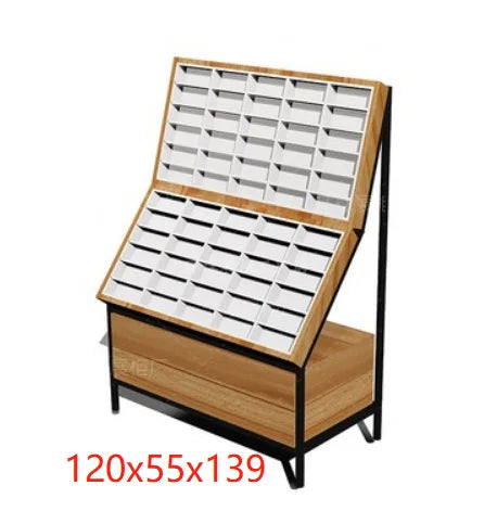 Shopping mall display cabinet Fashion industrial style glasses display counter Iron wood grain display rack display cabinet