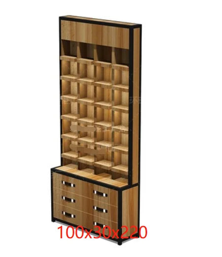 Shopping mall display cabinet Fashion industrial style glasses display counter Iron wood grain display rack display cabinet