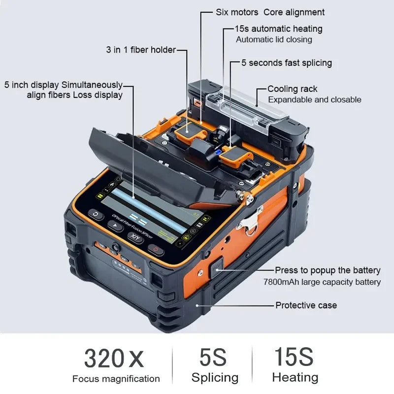 Signal fire New Model AI-9 Fusion Splicing Six Motor Core Alignment Fiber Fusion Splicer Automatic FTTH Fiber