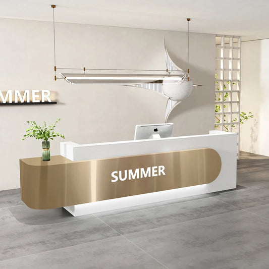 Simple and modern front desk light luxury fashion  clothing store bar beauty salon company consultation reception desk cu