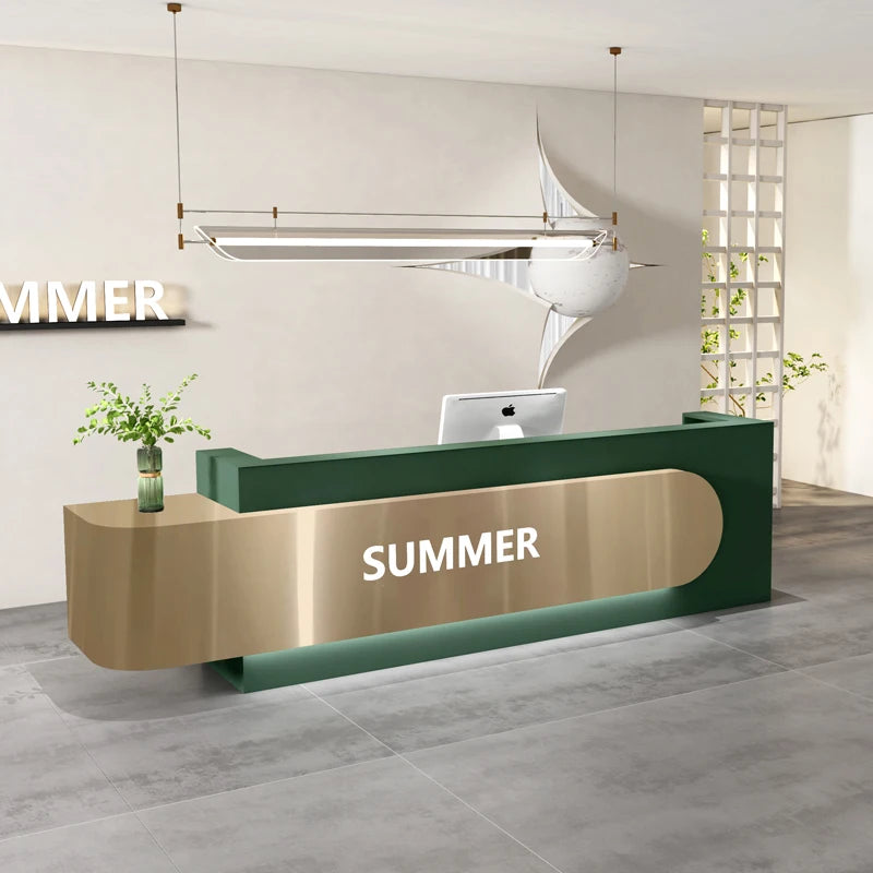 Simple and modern front desk light luxury fashion  clothing store bar beauty salon company consultation reception desk cu