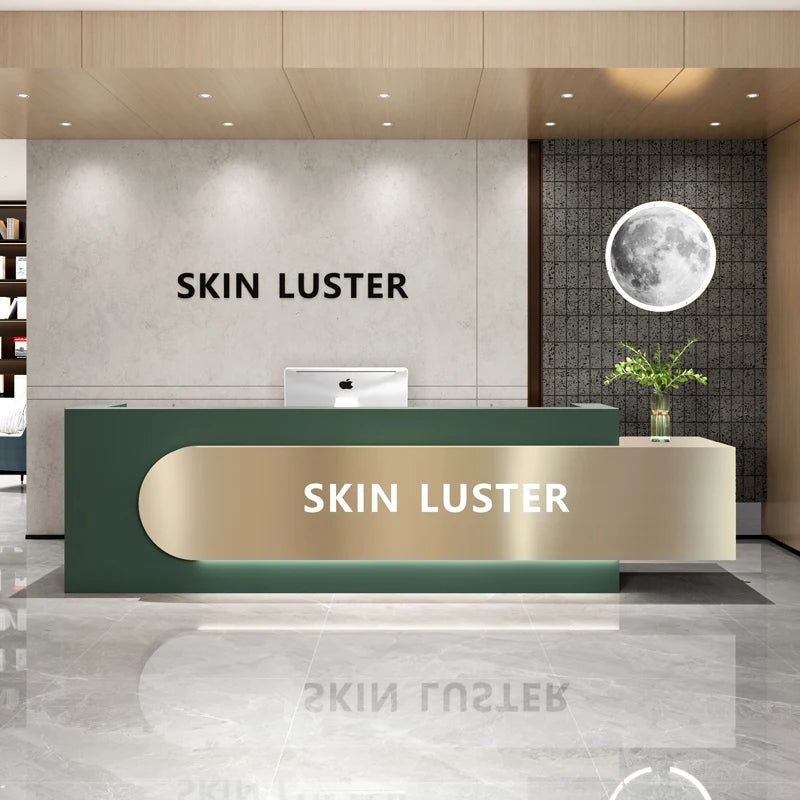 Simple and modern front desk light luxury fashion  clothing store bar beauty salon company consultation reception desk cu