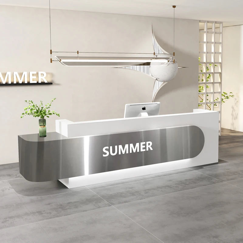 Simple and modern front desk light luxury fashion  clothing store bar beauty salon company consultation reception desk cu
