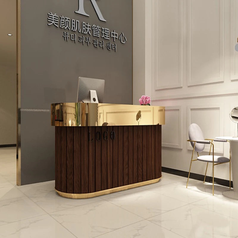 Simple and modern manicure shop small cashier beauty salon bar table reception desk