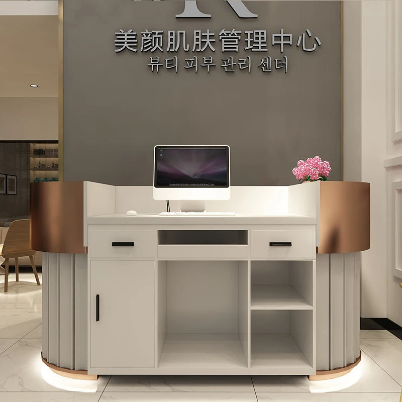 Simple and modern manicure shop small cashier beauty salon bar table reception desk