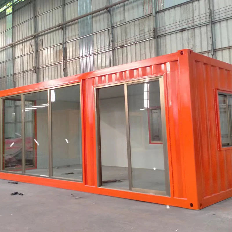 Simple container mobile house with kitchen Guangdong portable house Residential container house Tempered glass home villa