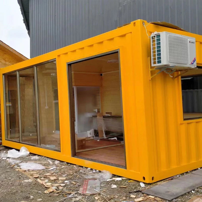 Simple container mobile house with kitchen Guangdong portable house Residential container house Tempered glass home villa