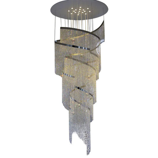 Simple crystal chandeliers stairwell living room personality dining room duplex villa light luxury creative lamps