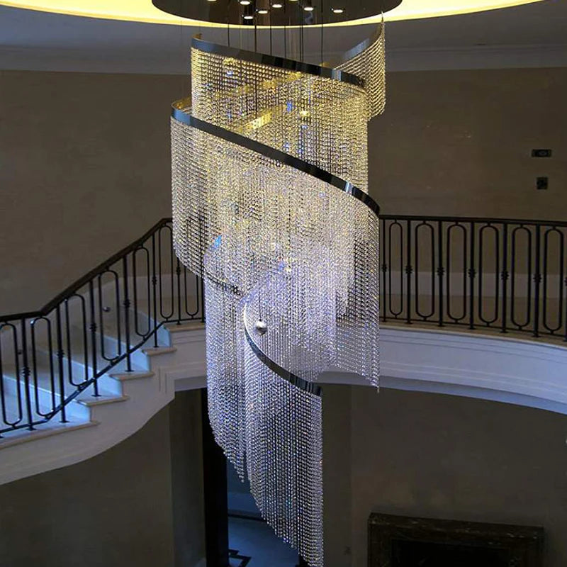 Simple crystal chandeliers stairwell living room personality dining room duplex villa light luxury creative lamps