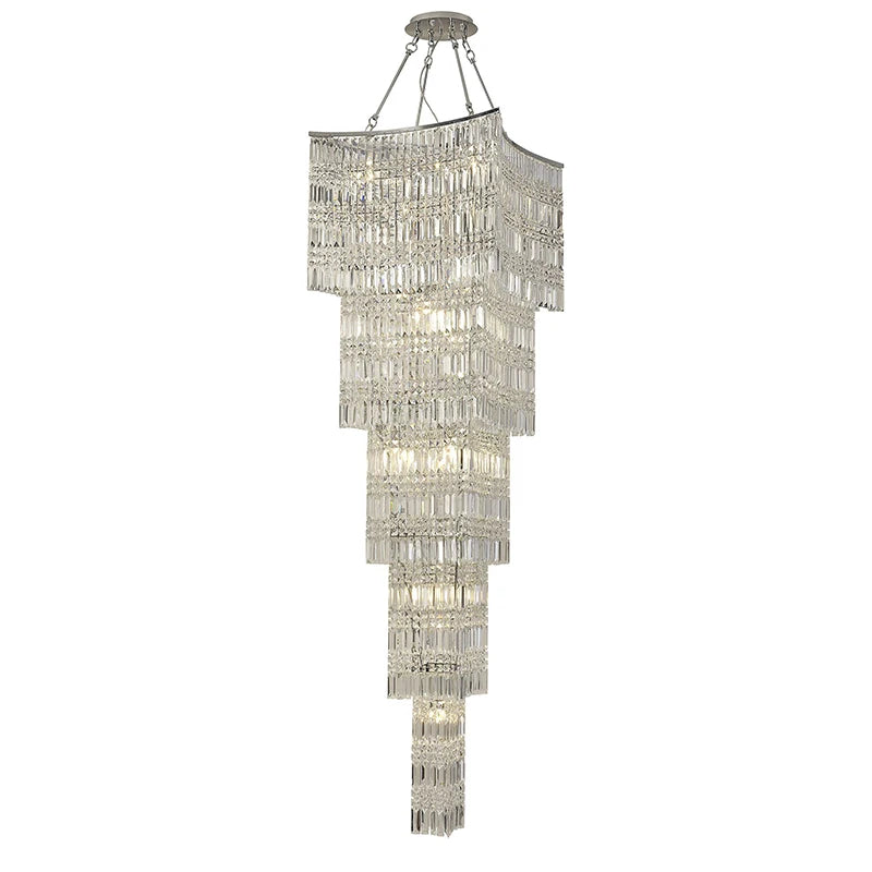 Simple light luxury stairwell crystal chandelier personality villa spiral staircase luxury duplex restaurant lighting