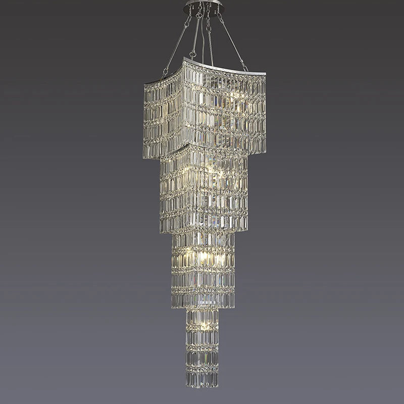 Simple light luxury stairwell crystal chandelier personality villa spiral staircase luxury duplex restaurant lighting