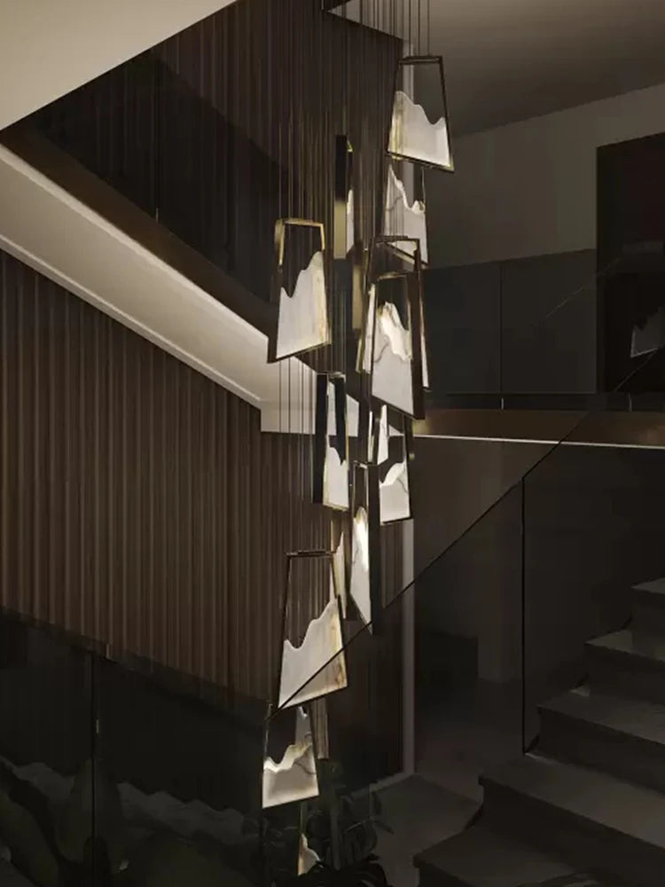 Simple marble chandelier duplex building villa living room hotel lobby modern duplex building lighting