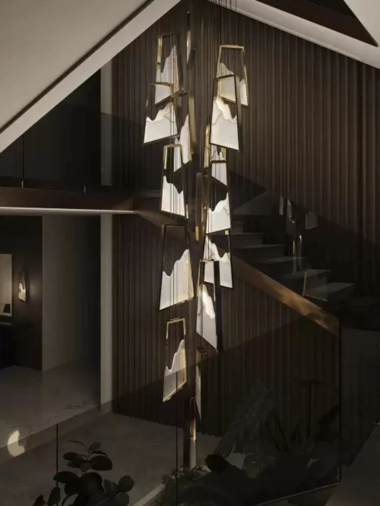 Simple marble chandelier duplex building villa living room hotel lobby modern duplex building lighting
