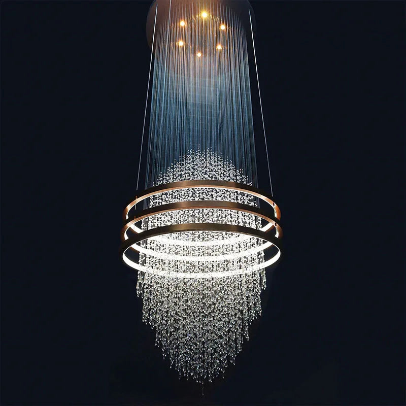 Simple modern crystal chandelier living room villa duplex restaurant creative geometric stairwell light luxury lamp