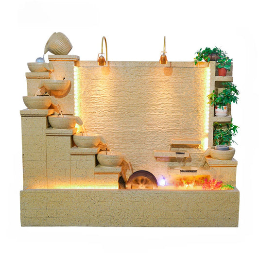 Simple modern light luxury fountain flowing water decoration Villa hall floor-to-ceiling water curtain wall background wall
