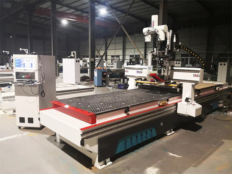Small 3D Cnc Router Engraving Machine 1328 Tool Change Spindle And Row Drilling Straight Line Machine For Wood