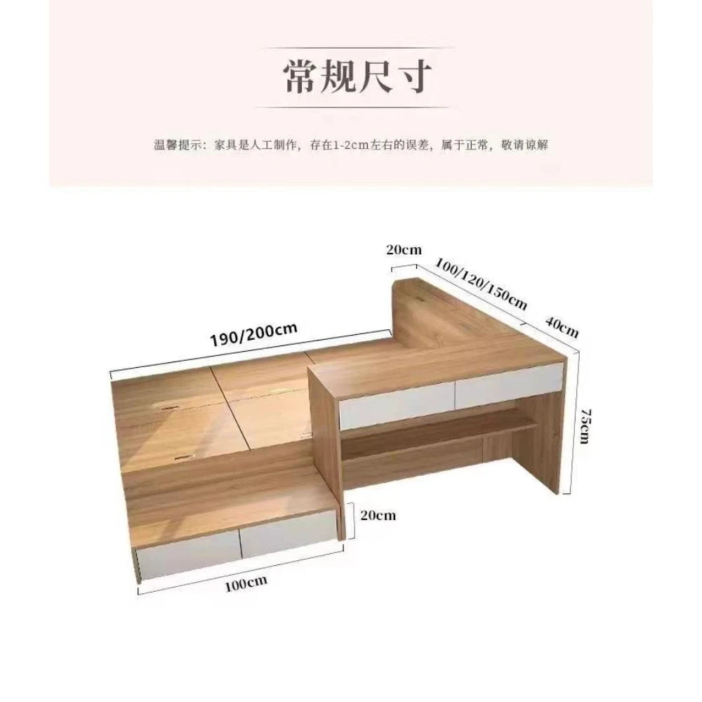 Small sized tatami bed, customized solid wood single bed, desk integrated, children's cabinet combination, multifunctional stora
