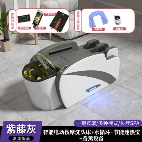 Smart Portable Shampo Chair Ergonomics Massage Head Spa Hair Wash Bed Luxury Therapy Silla Peluqueria Salon Furniture MQ50XF
