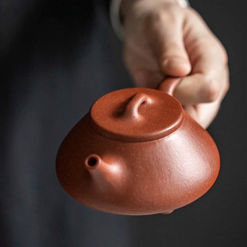 So Shi Li] Yixing mine pure handmade purple sand pot ml Chinese retro wind downhill mud boat stone ladle purple sand pot