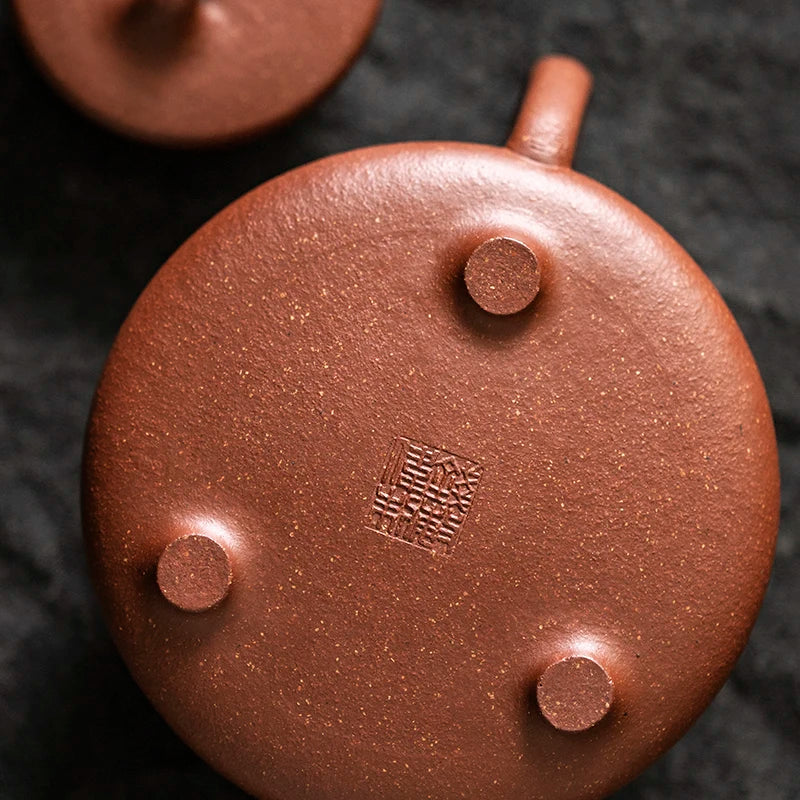 So Shi Li] Yixing mine pure handmade purple sand pot ml Chinese retro wind downhill mud boat stone ladle purple sand pot