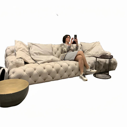 Sofa Light Luxury Pull Button Living Room Sofa American Fabric Sofa Moon Surface Sofa Villa