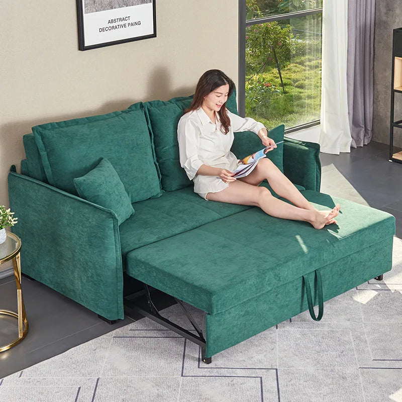 Sofa bed with mattress, Nordic simple multi-functional flip into iron frame sofa bed dual-purpose foldable