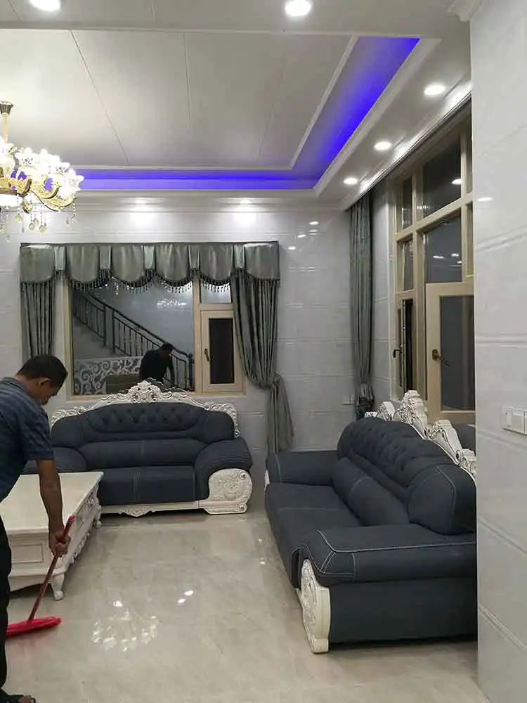 Sofa top layer cowhide living room combination three person solid wood thick leather large unit