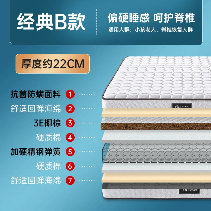 Soft Comfort Sleep Mattress Spring Design Minimalist Double Mattress Folding Adults Bedroom Matelas Voiture House Furniture