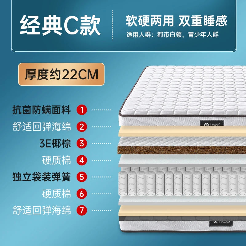 Soft Comfort Sleep Mattress Spring Design Minimalist Double Mattress Folding Adults Bedroom Matelas Voiture House Furniture