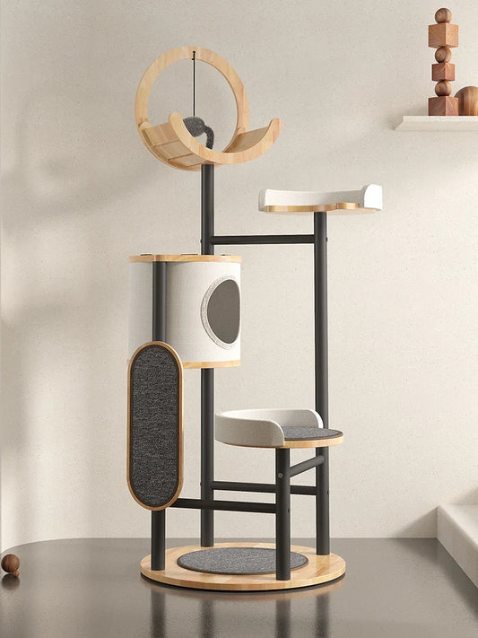 Solid wood cat climbing frame cat tree integrated large cat shelf villa cat claw board supplies multi-function toys