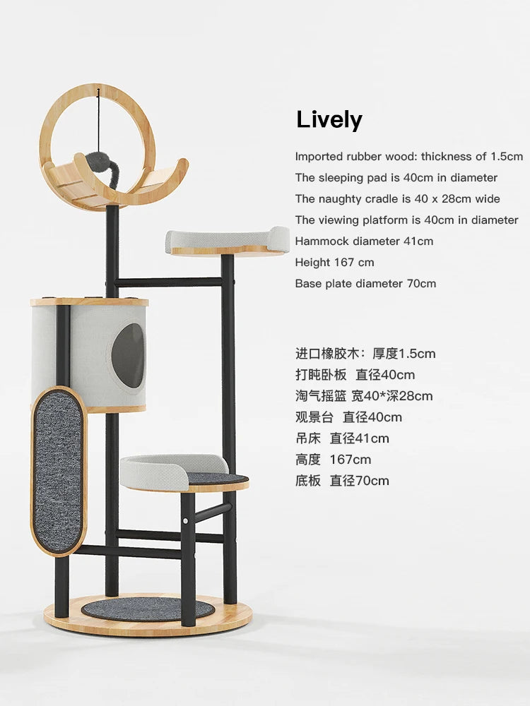 Solid wood cat climbing frame cat tree integrated large cat shelf villa cat claw board supplies multi-function toys