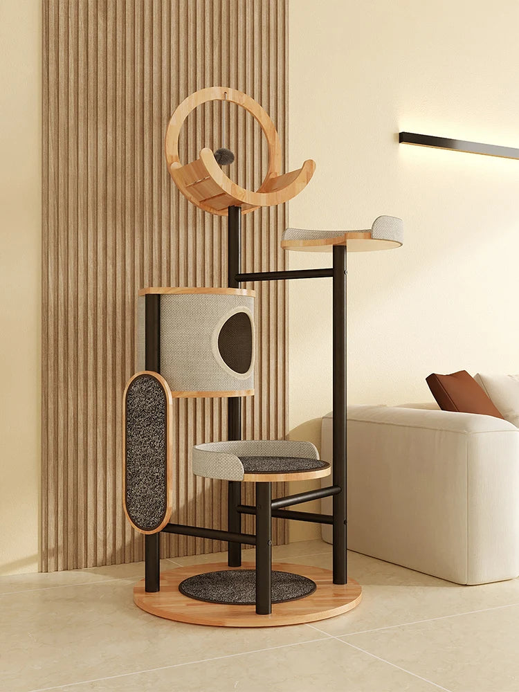 Solid wood cat climbing frame cat tree integrated large cat shelf villa cat claw board supplies multi-function toys