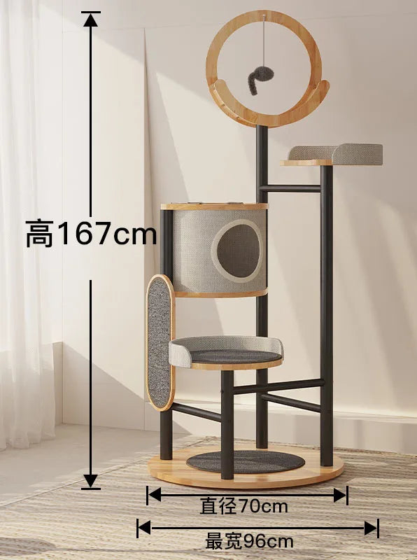 Solid wood cat climbing frame cat tree integrated large cat shelf villa cat claw board supplies multi-function toys