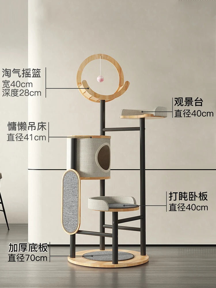 Solid wood cat climbing frame cat tree integrated large cat shelf villa cat claw board supplies multi-function toys